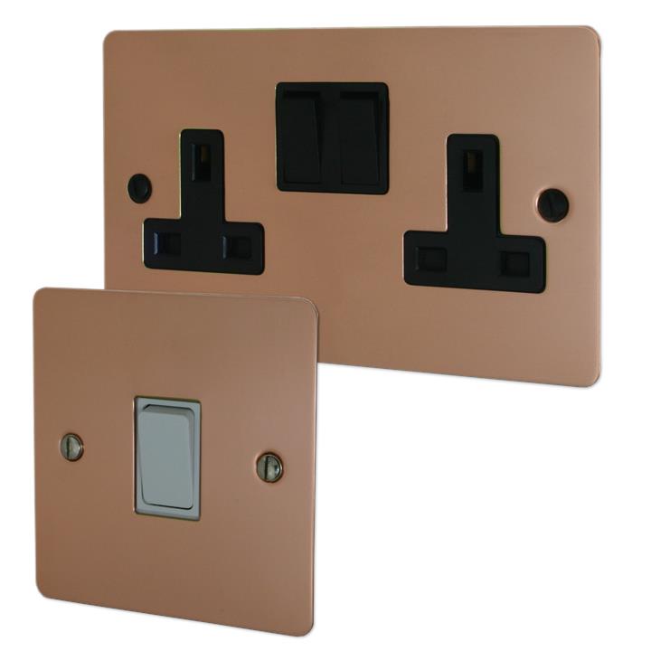 FLat Polished Copper Sockets and Switches