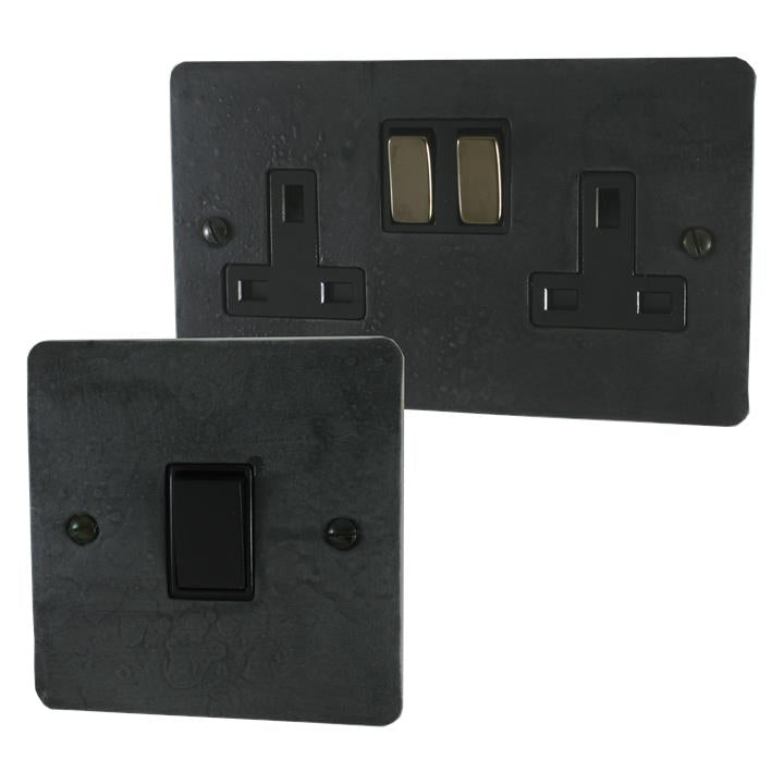 Flat Rustic Pewter Sockets and Switches