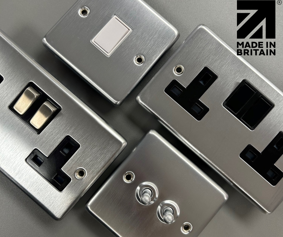 Contour Polished Steel Sockets and Switches