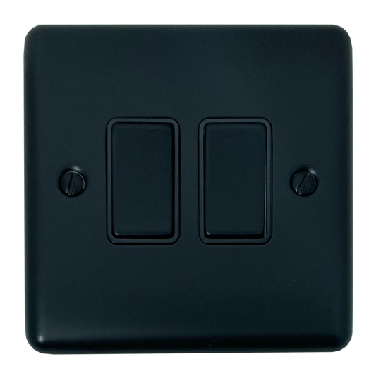 Basics Matt Black 2 Gang Light Switch