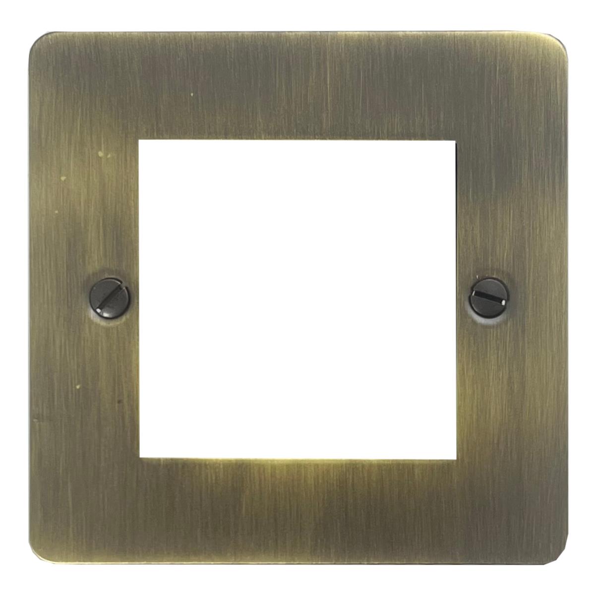 Flat Antique Brass 1 Gang 2 Module Plate