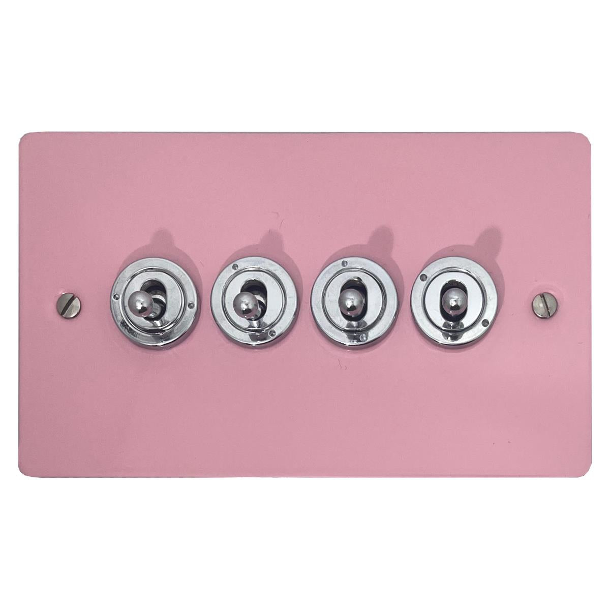 Flat Gloss Pink 4 Gang Grid Toggle Plate