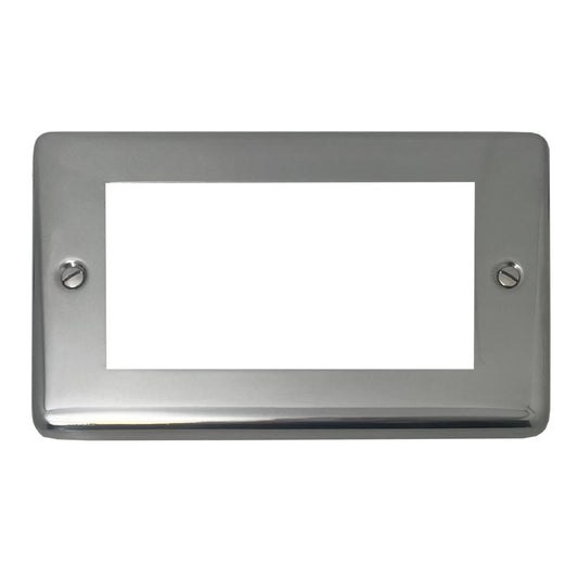 Contour Polished Steel 2 Gang 4 Mod Plate & Frame