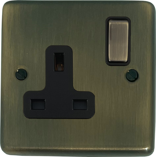 Contour Antique Brass 1 Gang Socket (Brass Switch)