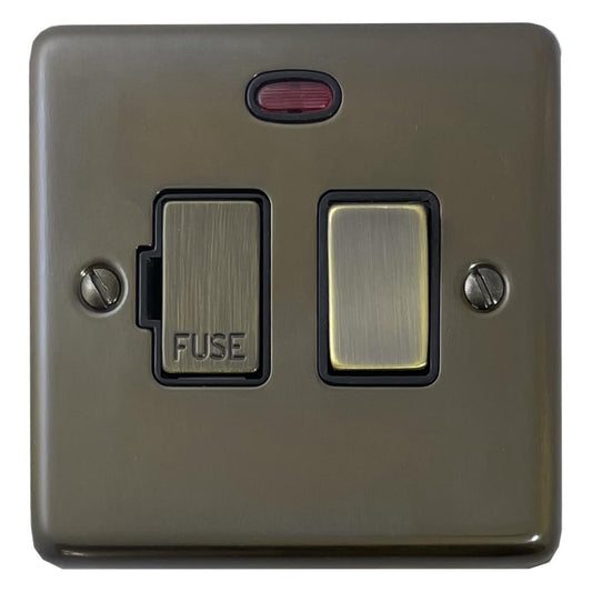 Contour Medium Bronze Switched Fuse Spur with Neon (Antique Brass Switch)