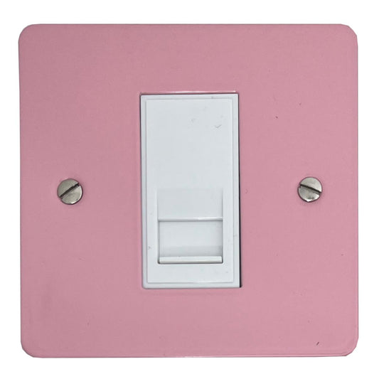 Flat Gloss Pink 1 Gang Rj45 Socket (White Insert)