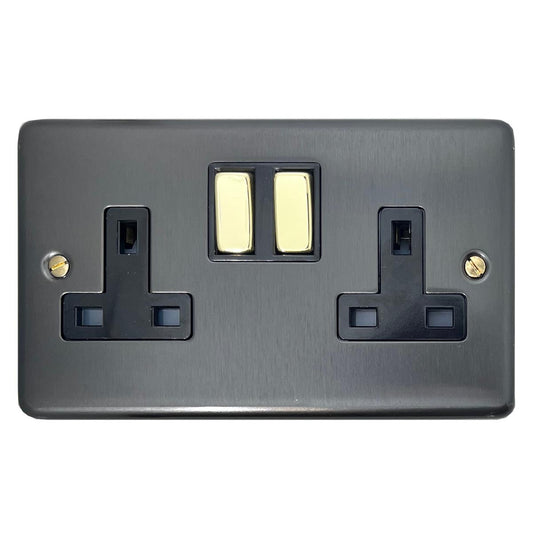 Contour  Black Bronze  2 Gang Socket