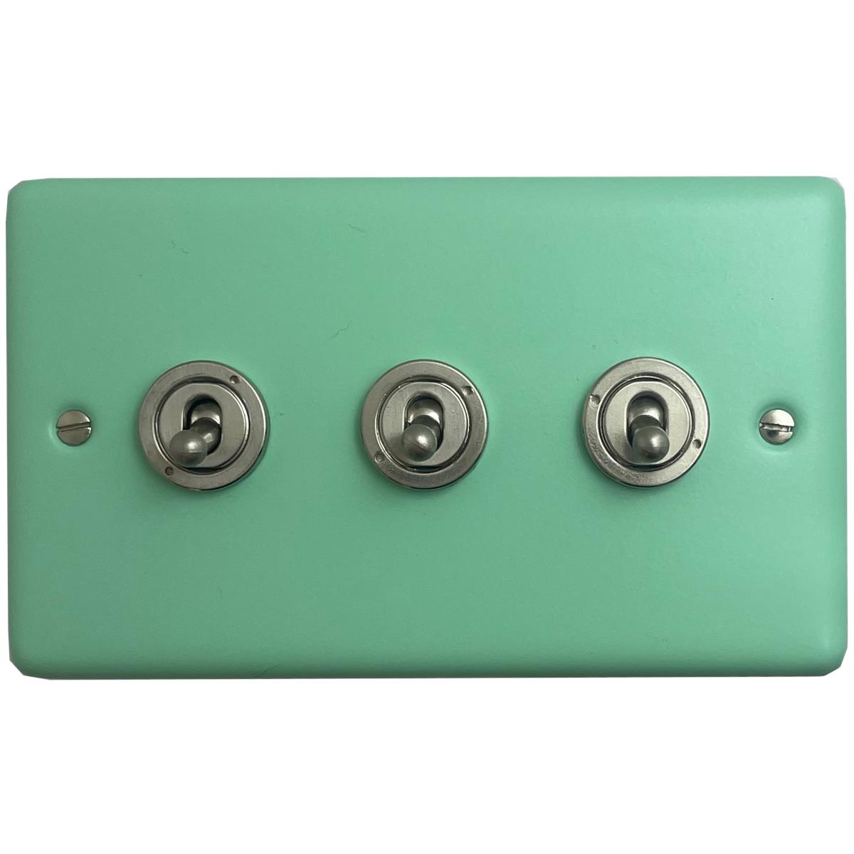 Classic Peppermint Green 3 Gang Grid Toggle Plate