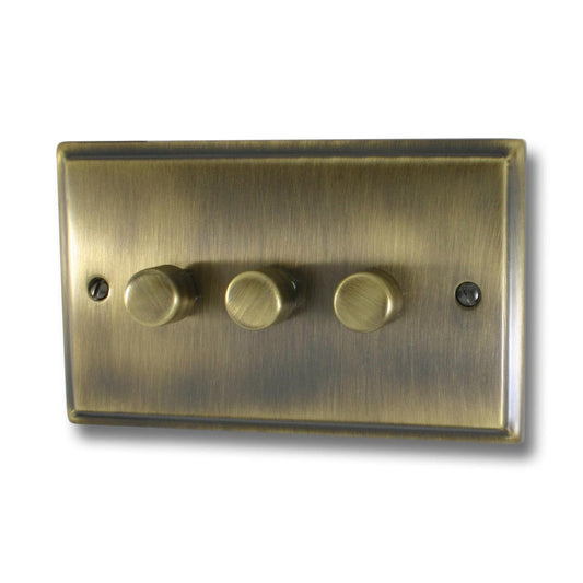 Deco Antique Brass Deco 3 Gang LED Dimmer