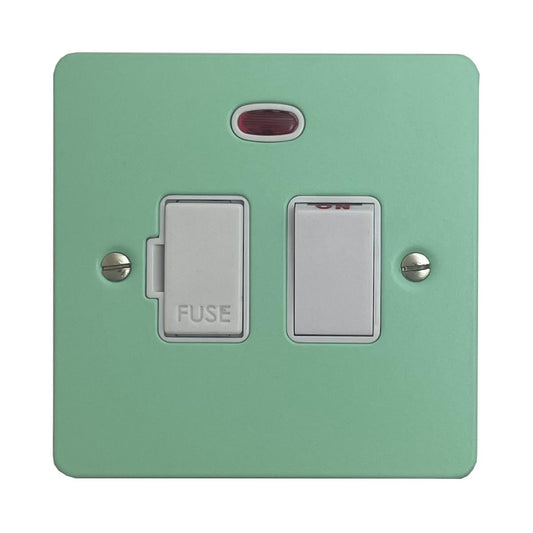 Flat Peppermint Green Switched Fuse Spur with Neon (White Switch)