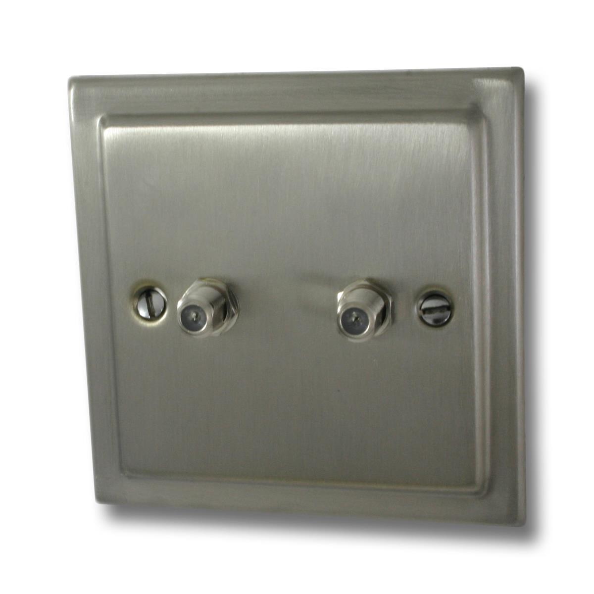 Trimline Satin Nickel 2 Gang Satellite Socket