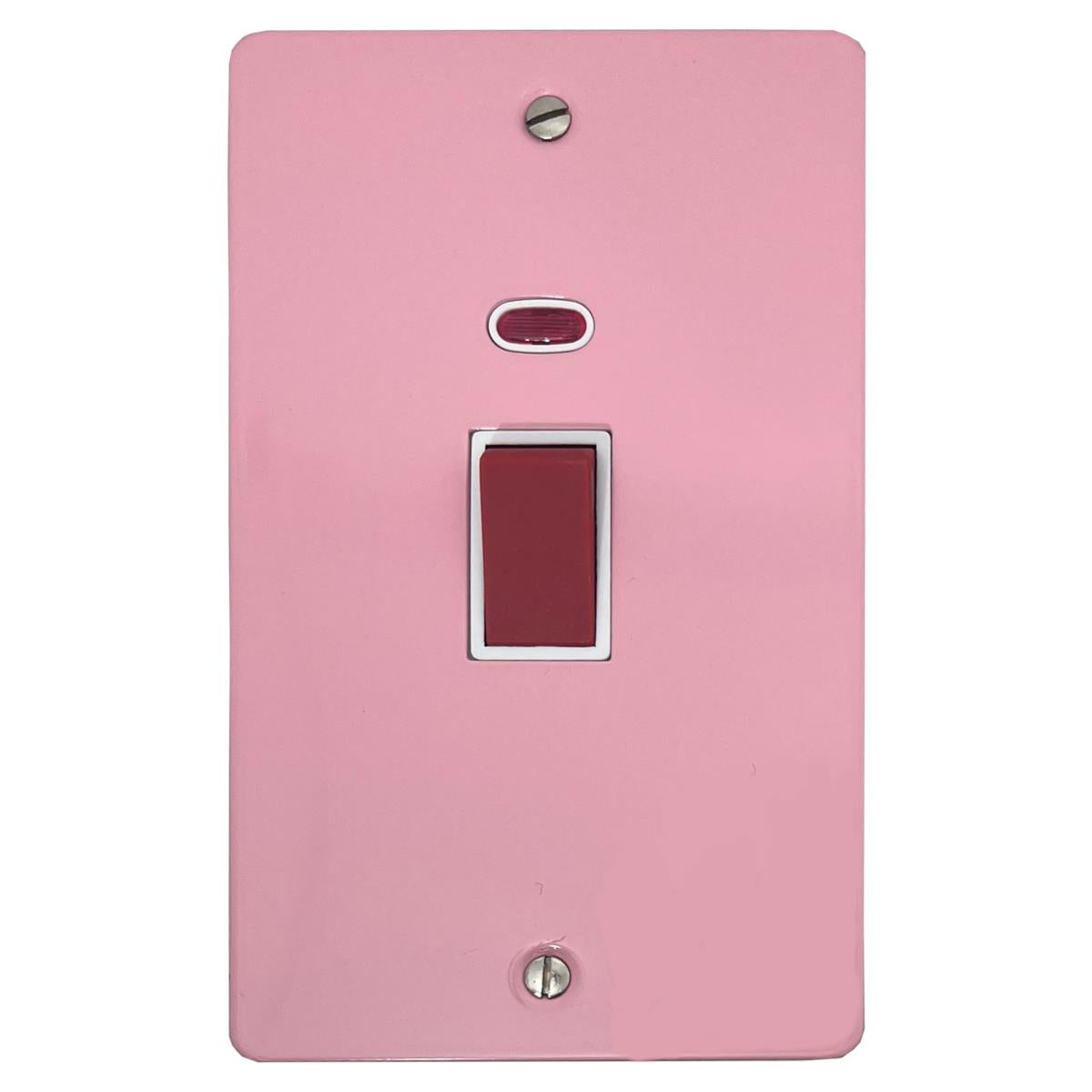 Flat Gloss Pink 45 Amp Vertical Cooker Switch (White Switch)