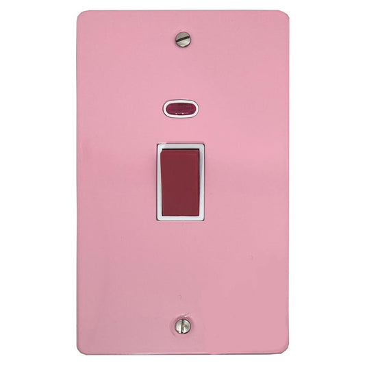 Flat Gloss Pink 45 Amp Vertical Cooker Switch (White Switch)