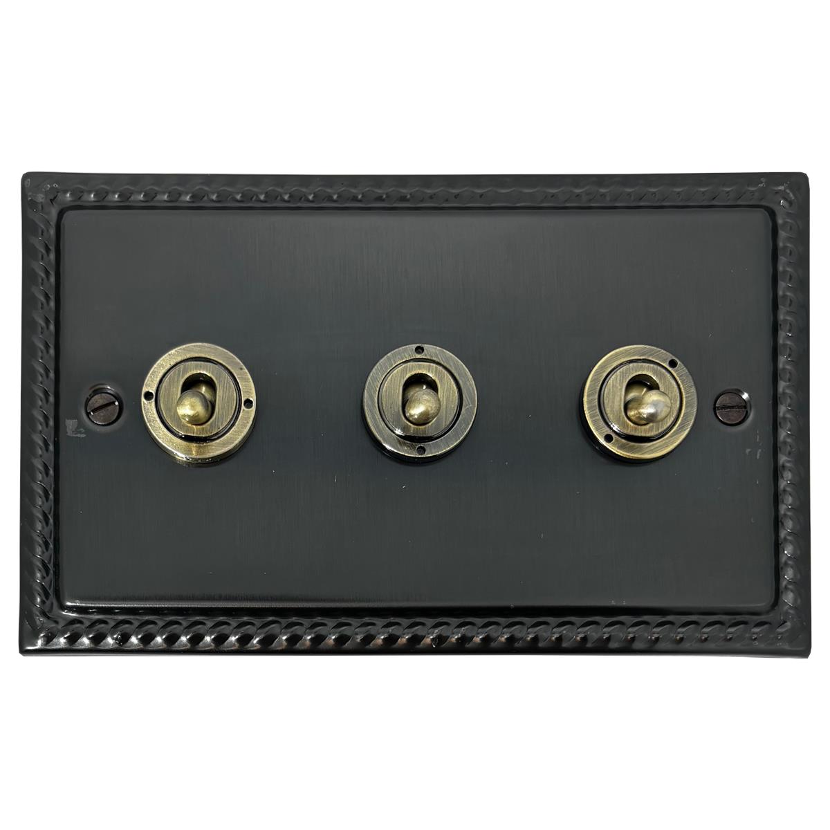 Monarch Black Bronze 3 Gang Grid Toggle Plate