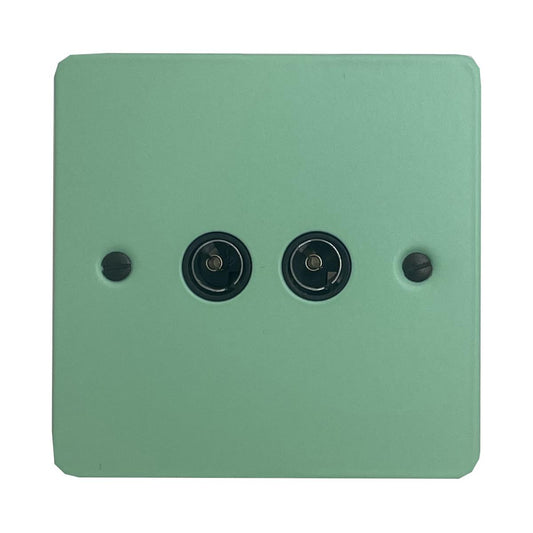 Flat Peppermint Green 2 Gang Coax Point (Black Insert)