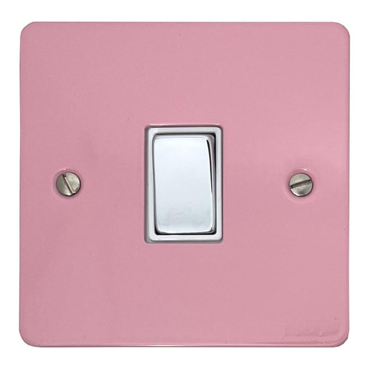 Flat Gloss Pink 1 Gang Switch (Polished Chrome Switch/White Insert)