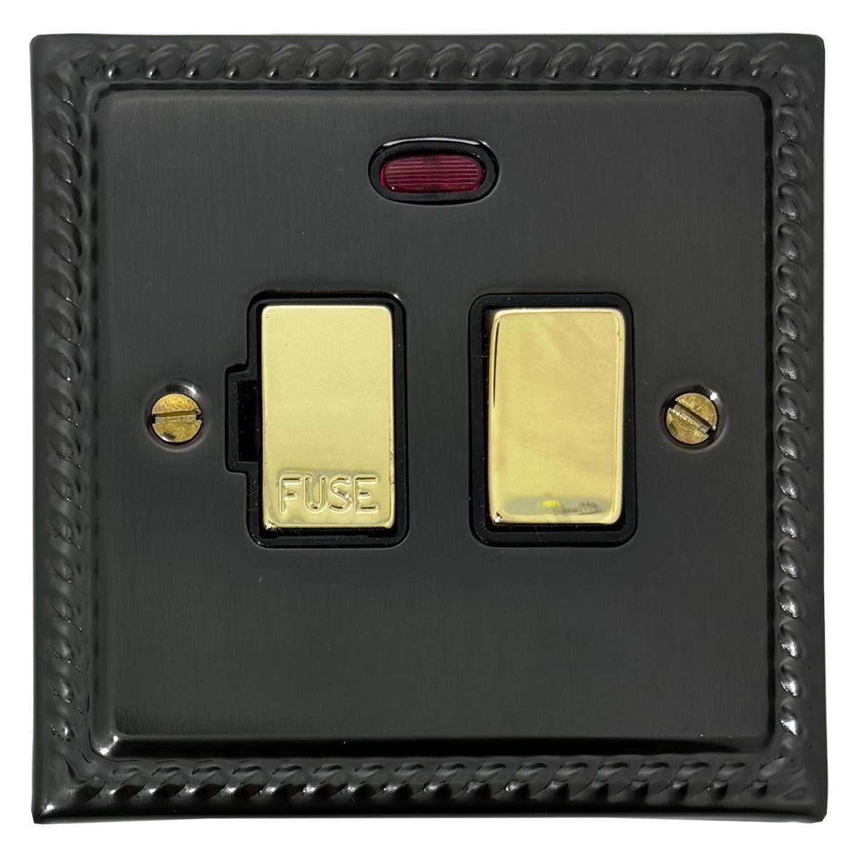 Monarch Black Bronze Switched Fused Spur with Neon (Polished Brass Switch)