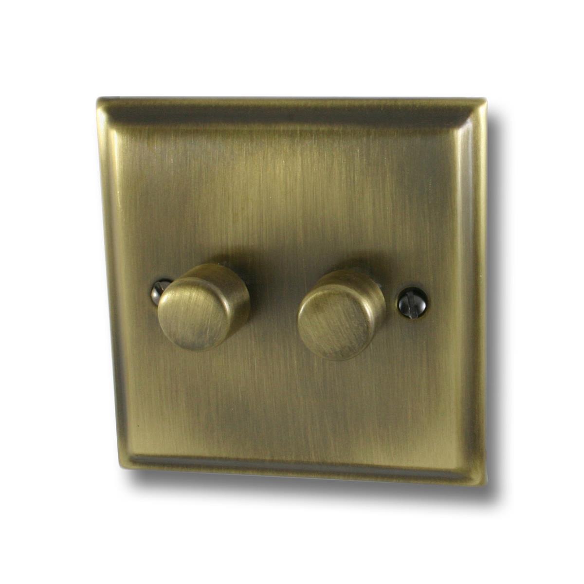 Deco Antique Brass 2 Gang LED Dimmer