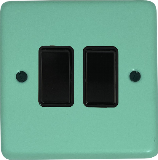 Classic Peppermint Green 2 Gang Switch (Black Switches)