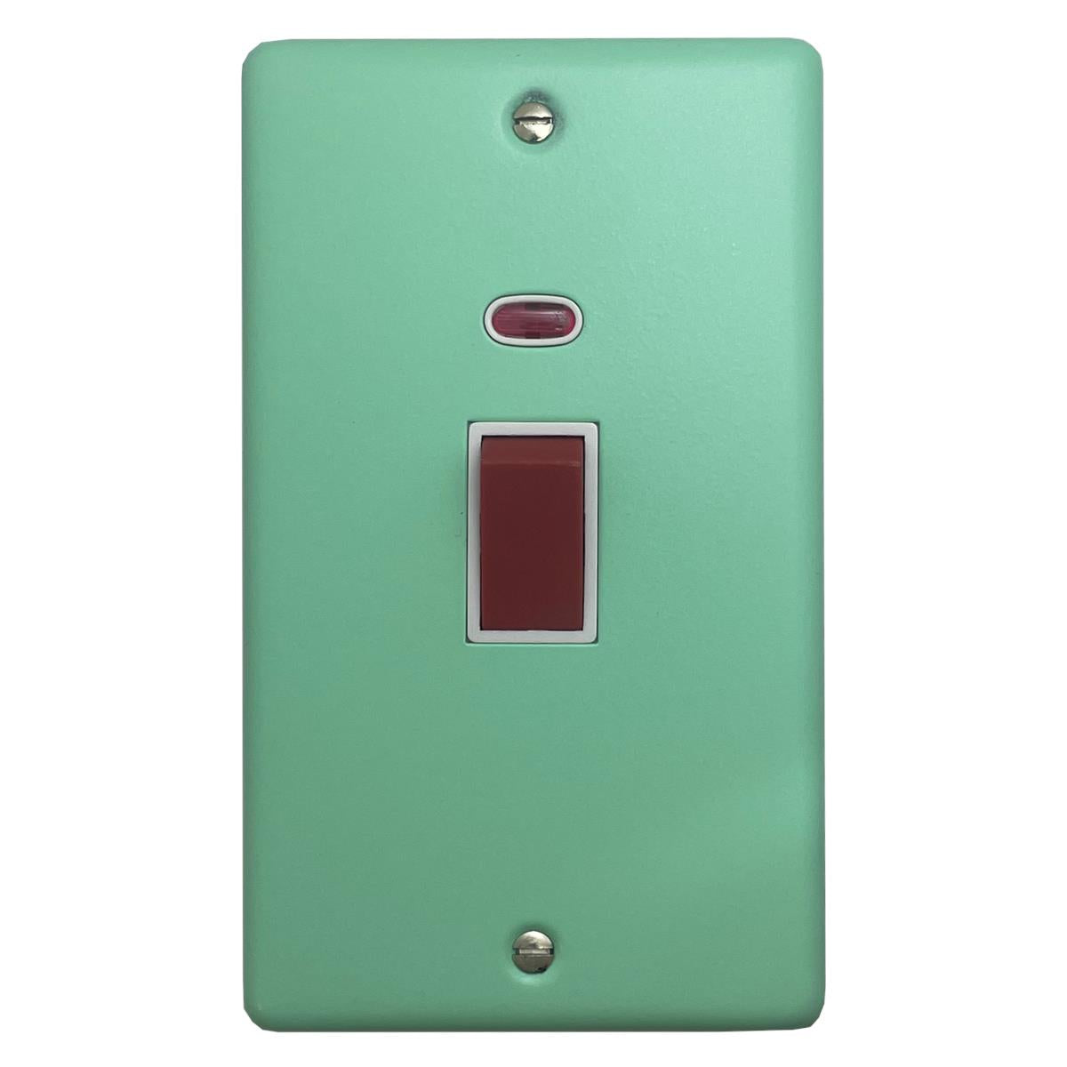 Classic Peppermint Green 45 Amp Cooker Switch with Neon (White Insert)