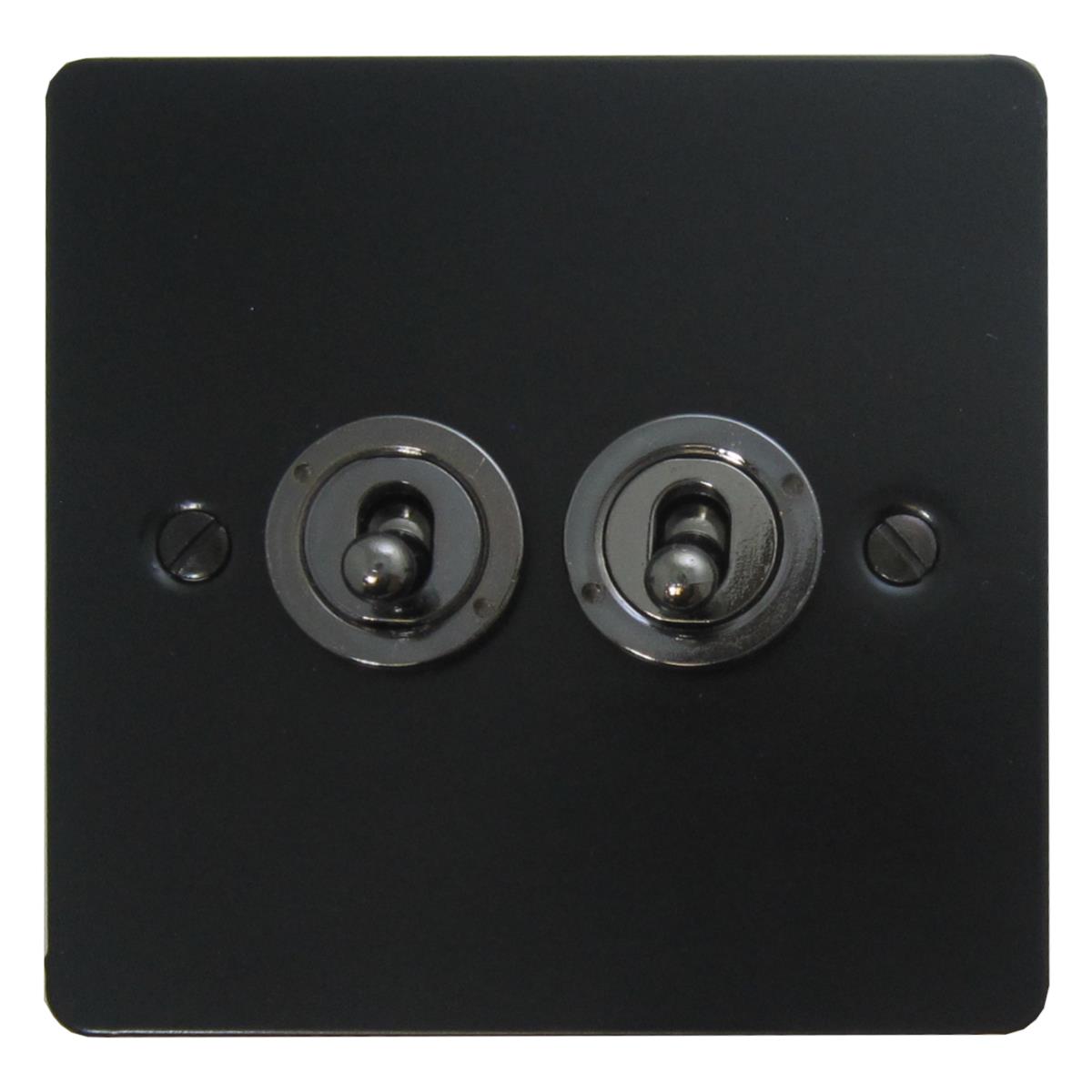 Flat Black 2 Gang Toggle Switch (Black Nickel Toggle)