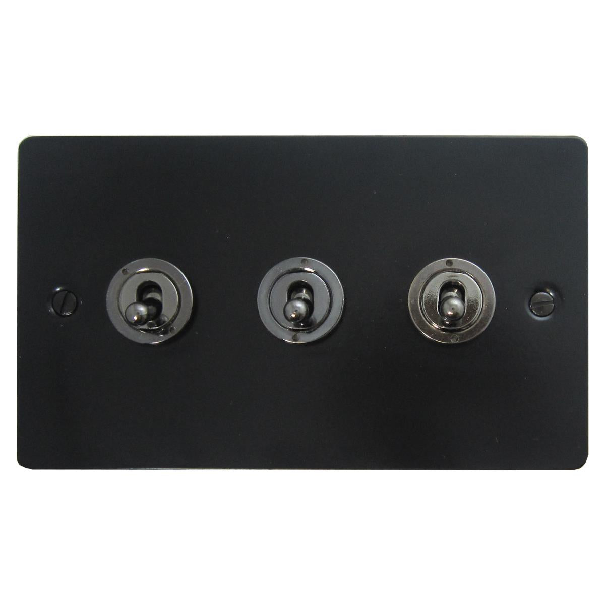 Flat Black 3 Gang Toggle Switch (Black Nickel Toggle)