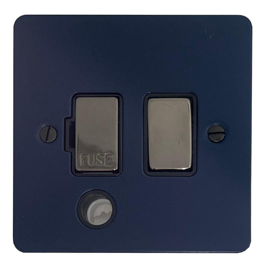 Flat Blue Switched Fuse Spur with Flex Outlet (Black Nickel Switch/Black Insert)