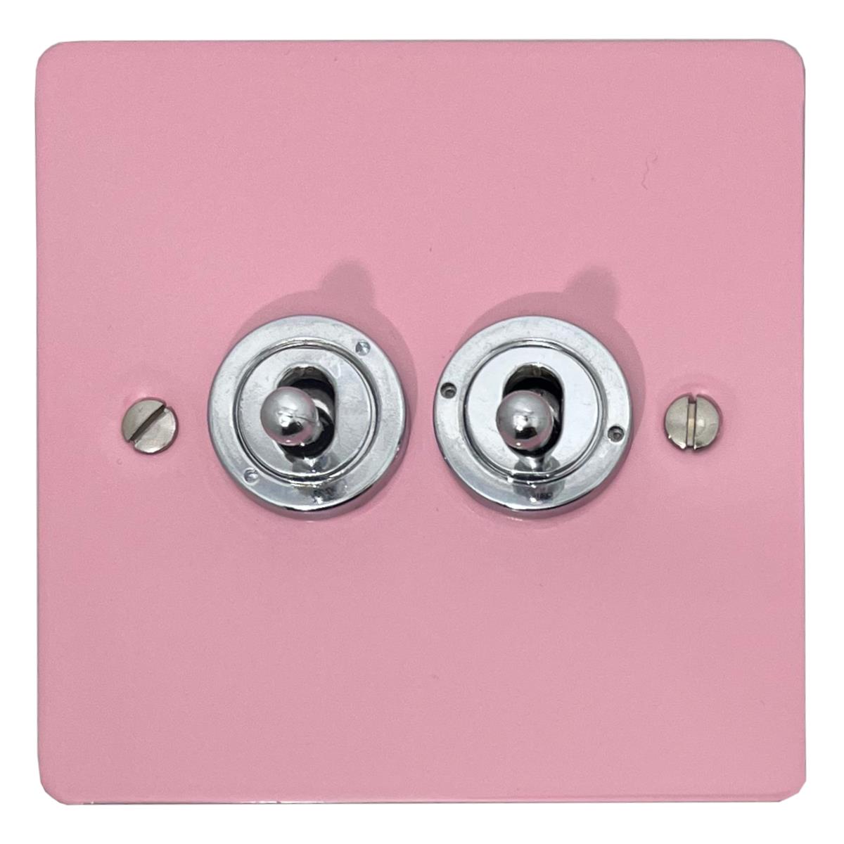 Flat Gloss Pink  2 Gang Grid Toggle Plate