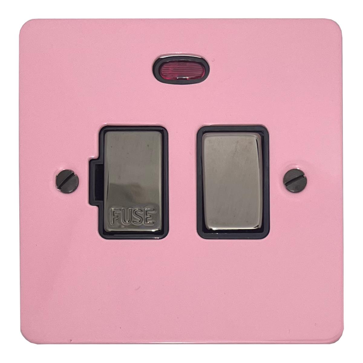 Flat Gloss Pink Switched Fuse Spur with Neon (Black Nickel Switch/Black Insert)