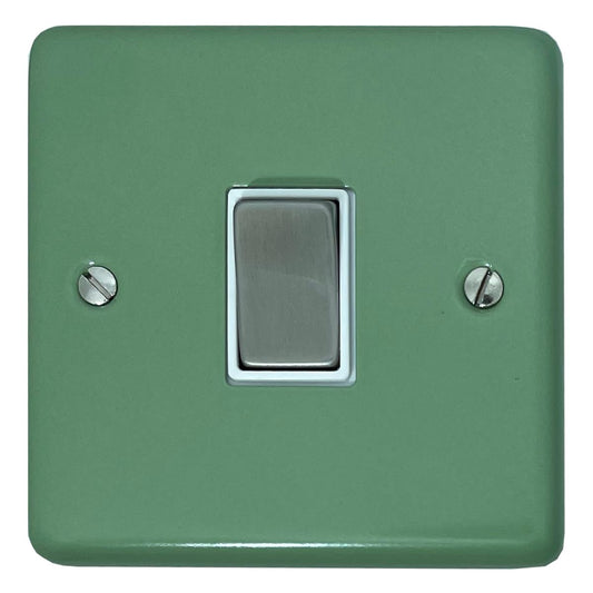 Classic Sage Green 1 Gang Switch (Satin Chrome Switch/White Insert)