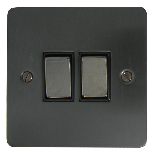 Flat Black Bronze 2 Gang Switch