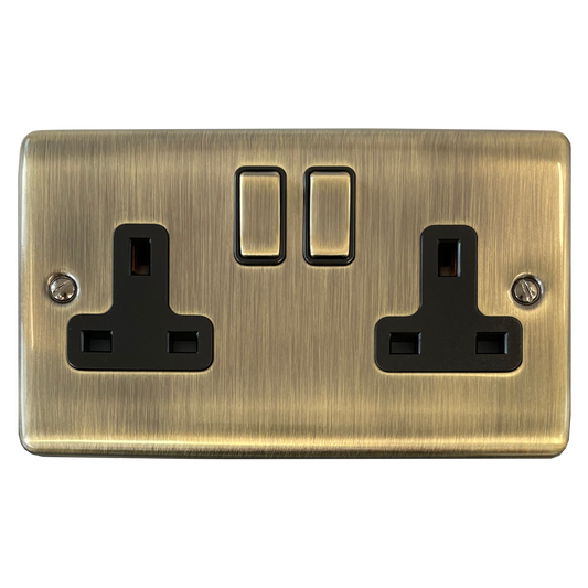 Basics Antique Brass 2 Gang Socket