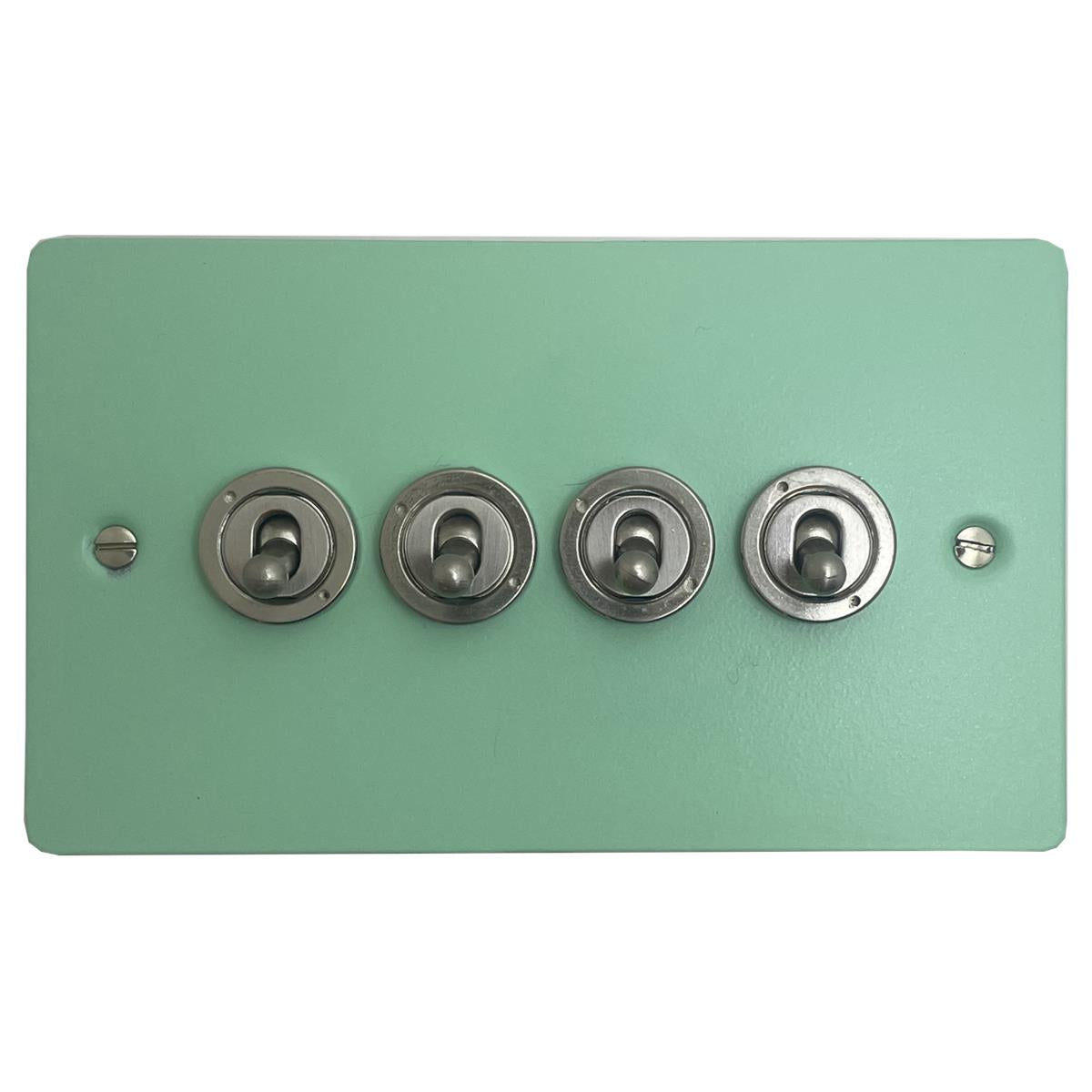 Flat Peppermint Green 4 Gang Grid Toggle Plate