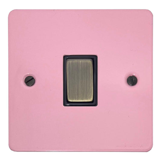 Flat Gloss Pink 1 Gang Switch (Antique Brass Switch/Black Insert)