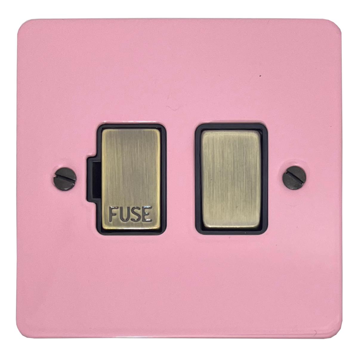 Flat Gloss Pink Switched Fuse Spur (Antique Brass Switch/Black Insert)