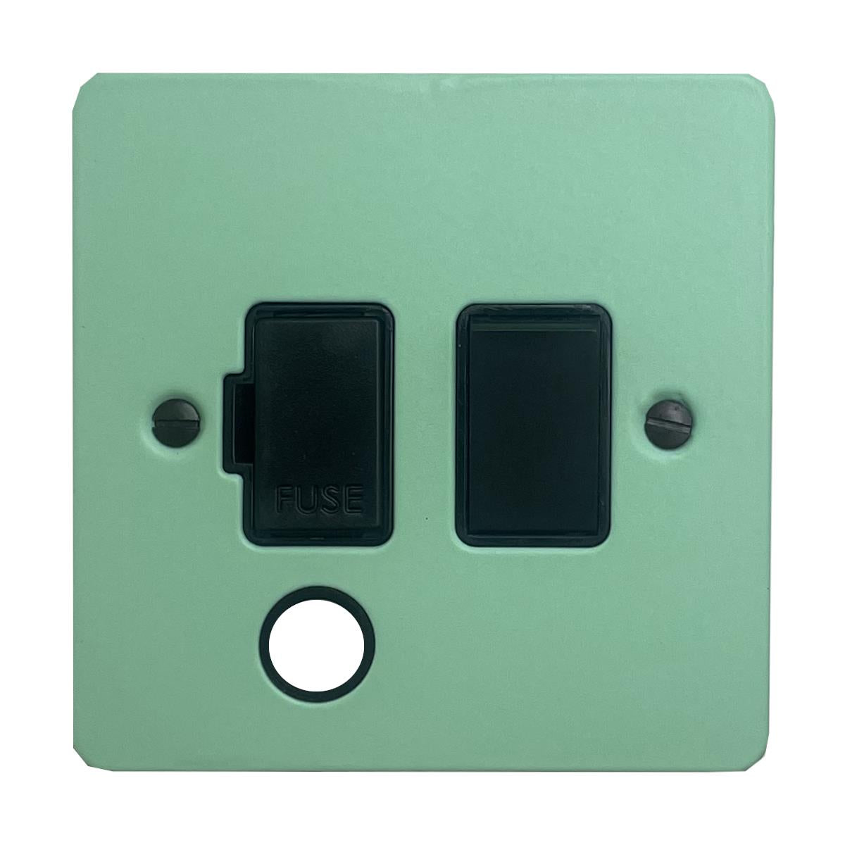 Flat Peppermint Green Switched Fuse Spur with Flex Outlet (Black Switch)