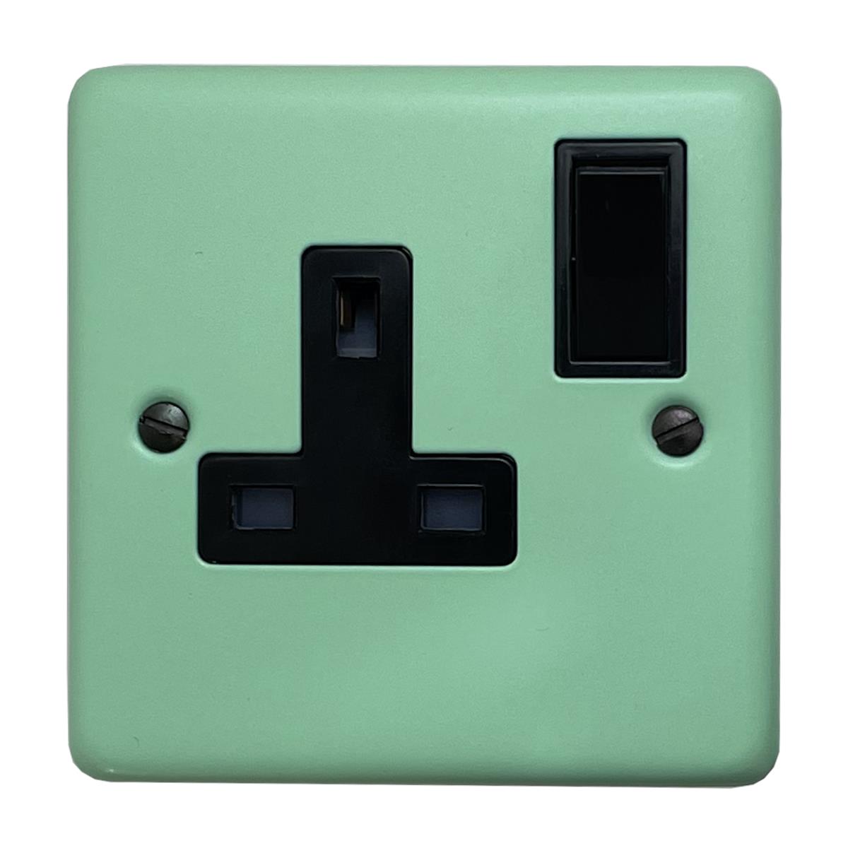 Classic Peppermint Green 1 Gang Socket  (Black Switch)