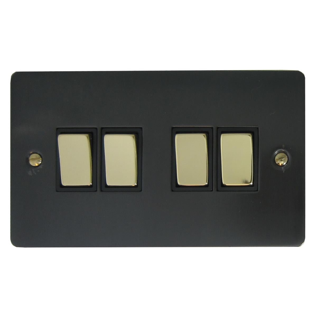 Flat Black Bronze 4 Gang 2 Way Switch