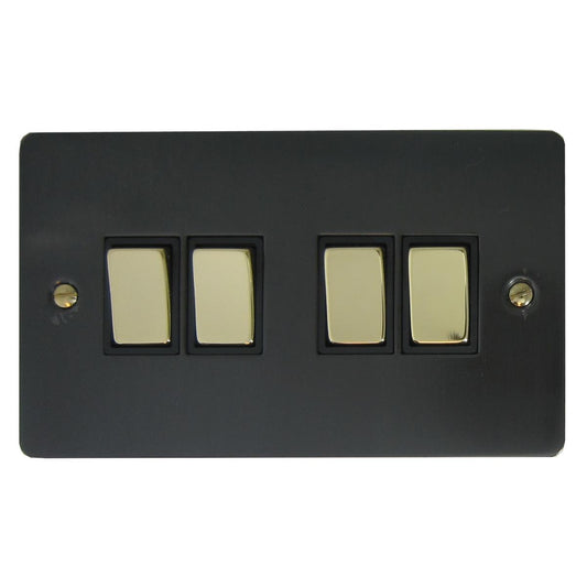 Flat Black Bronze 4 Gang 2 Way Switch