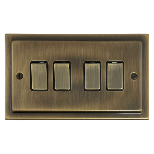 Victorian Antique Brass 4 Gang Switch (Brass Switches)