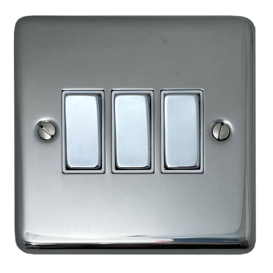 Contour Polished Steel 3  Gang 2 Way Switch