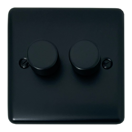 Basics Matt Black 2 Gang LED Dimmer