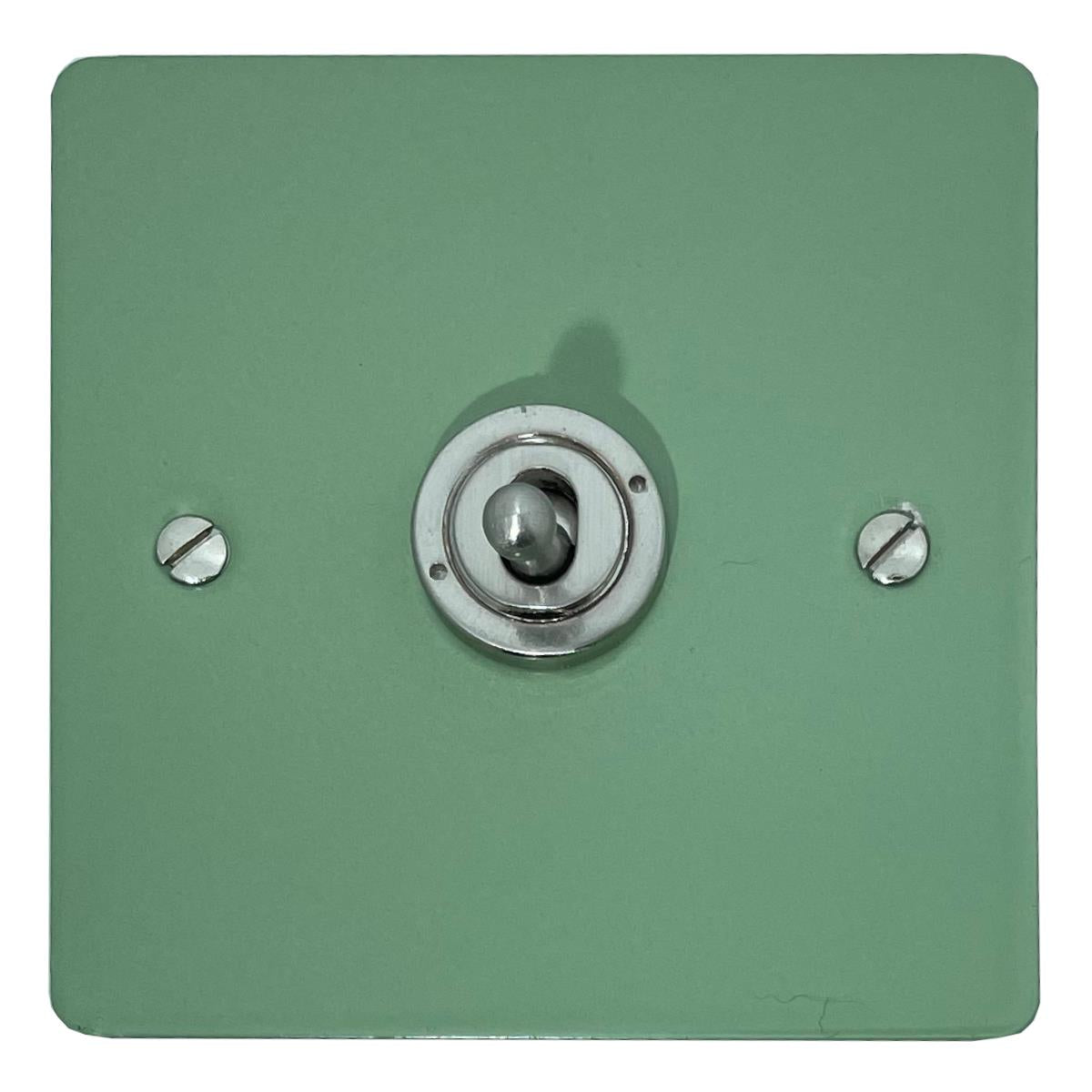 Flat Sage Green 1 Gang Grid Toggle Plate