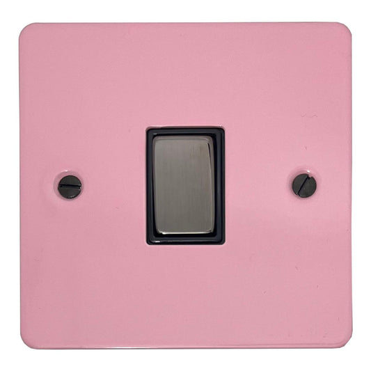 Flat Gloss Pink 1 Gang Switch (Black Nickel Switch/Black Insert)