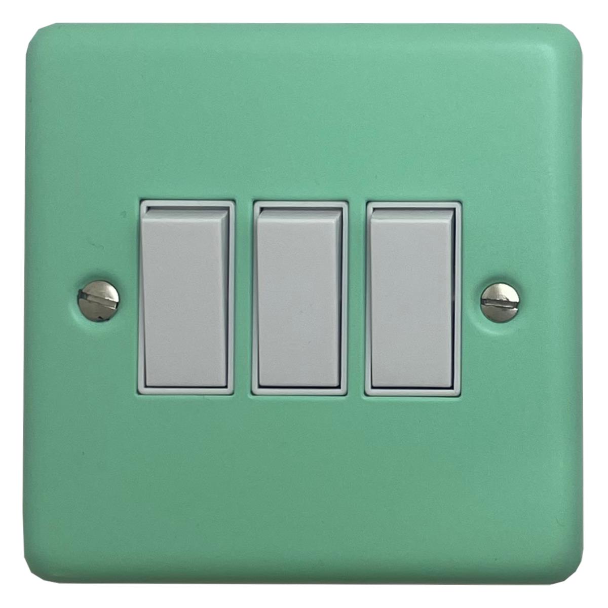 Classic Peppermint Green 3 Gang Switch (White Switches)