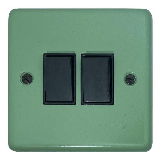 Classic Sage Green 2 Gang Switch (Black Switches)