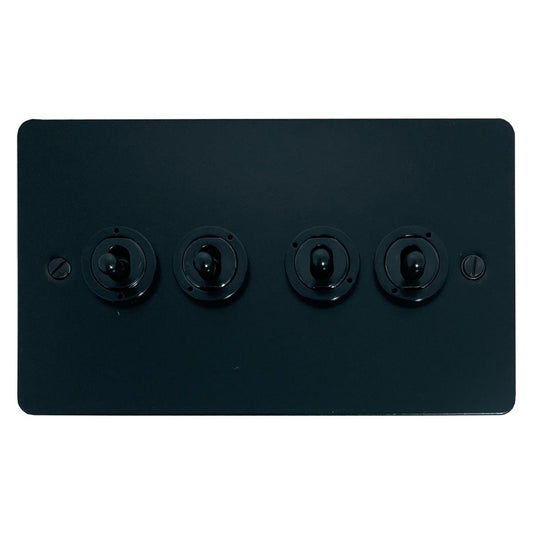 Flat Black 4 Gang Toggle (Flat Black Toggle)