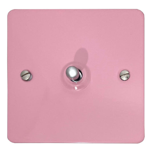 Flat Gloss Pink 1 Gang Toggle (Polished Chrome Switch)