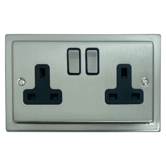 Trimline  Satin Nickel  2 Gang Socket