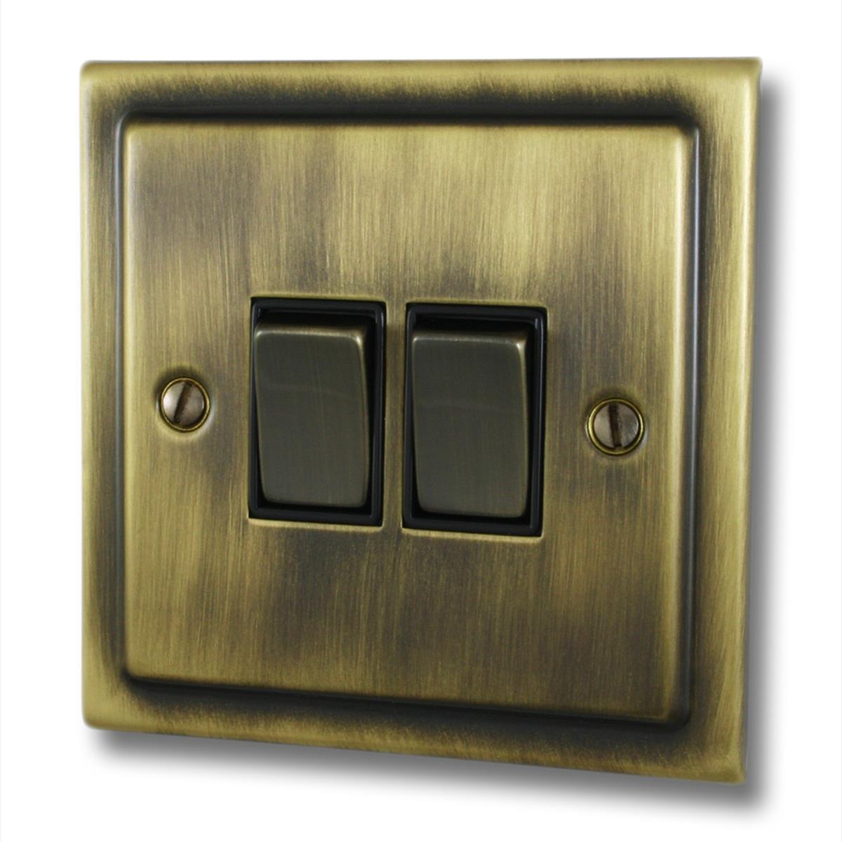 Victorian Antique Brass 2 Gang Switch (Brass Switches)